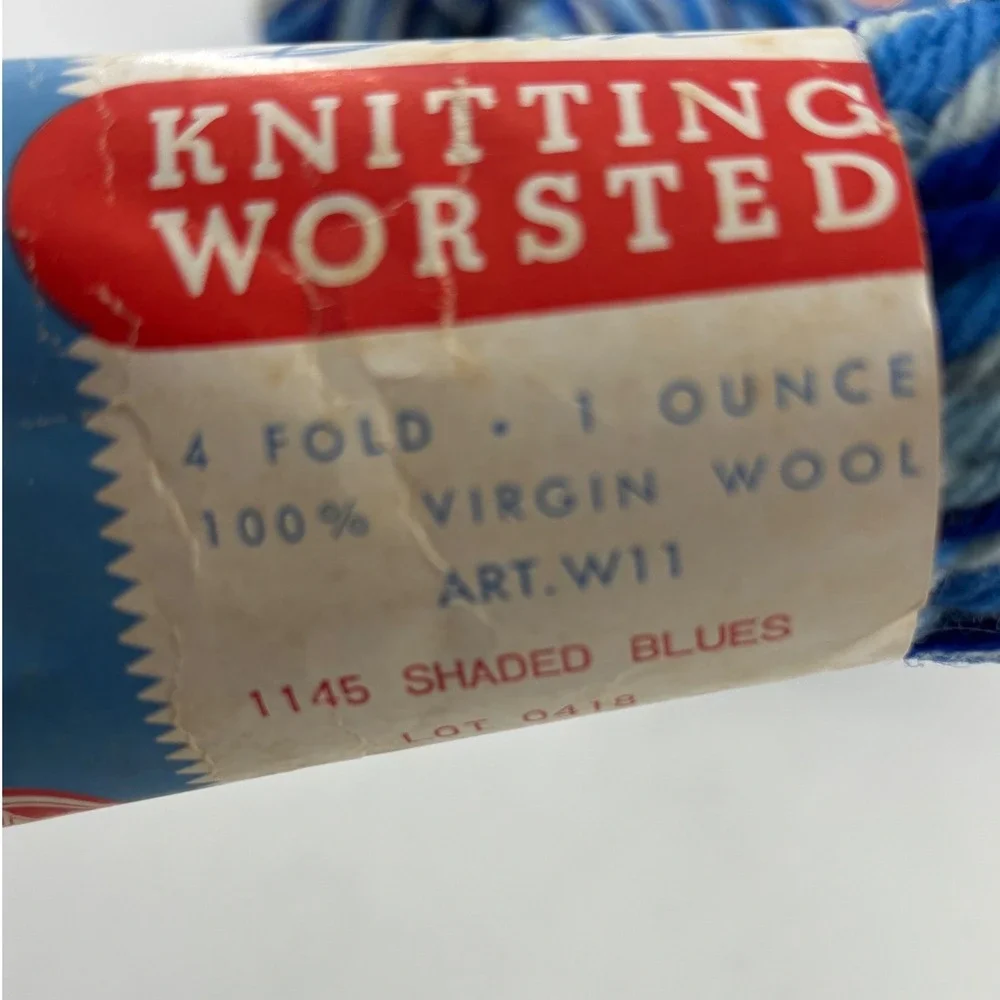 Dawn Knitting Worsted Yarn 1145 Shaded Blues 100% Virgin Wool‎ 7 1 oz Skeins